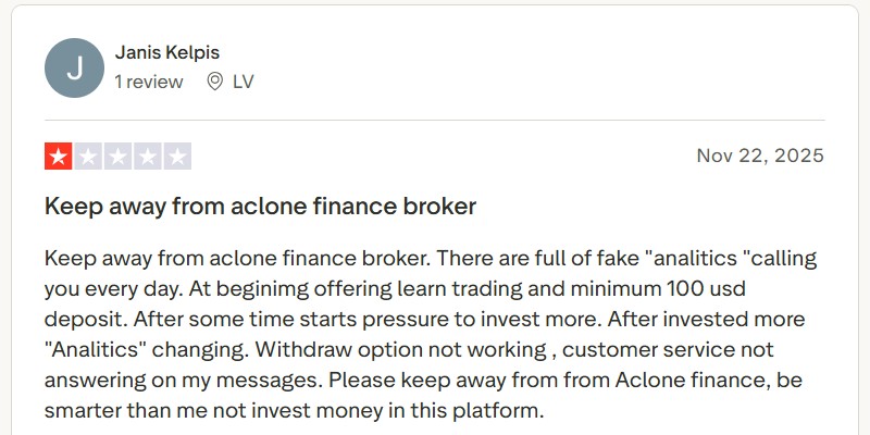 Aclon Finance — развод трейдеров на деньги под маской швейцарского брокера