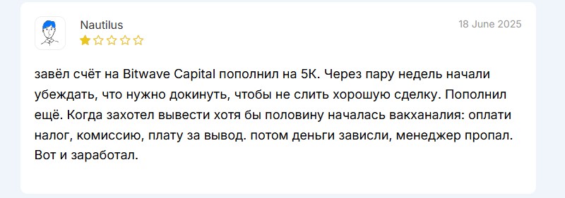Мошенники Bitwave Capital рисуют  профит на странице и сливают депозиты