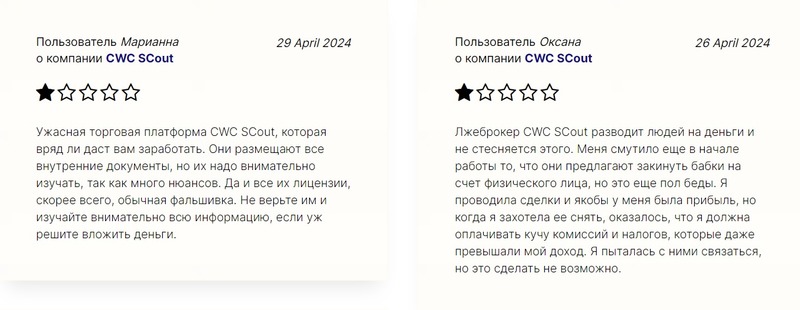 Проверка порядочности брокера CWC SCout