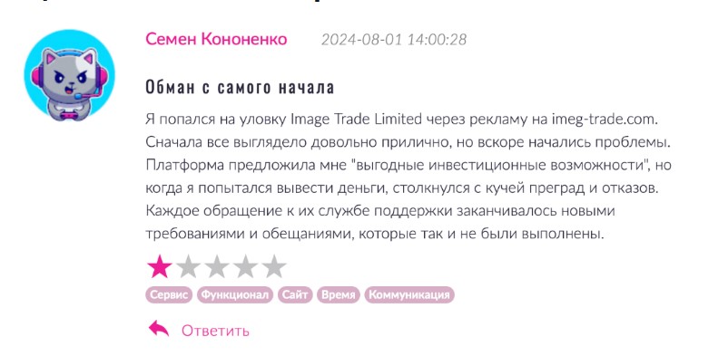 Image Trade — мошенники, которые разводят на деньги и имитируют торговлю