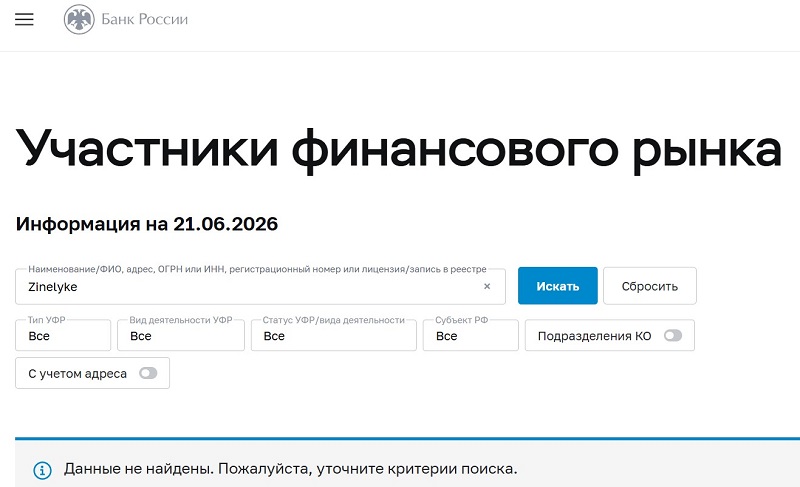 Брокер Zinelyke: клонированная ловушка для трейдеров и инвесторов