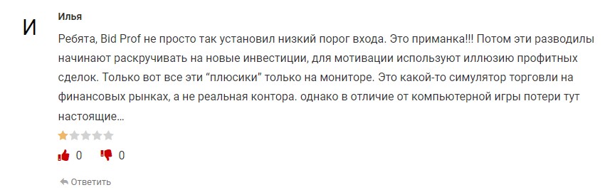 Bid Prof – как мошенники разводят новичков на деньги?